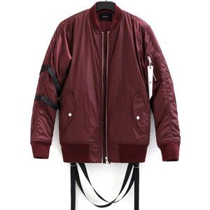 STAMPD Burgundy Men's Strapped Bomber Jacket – S
